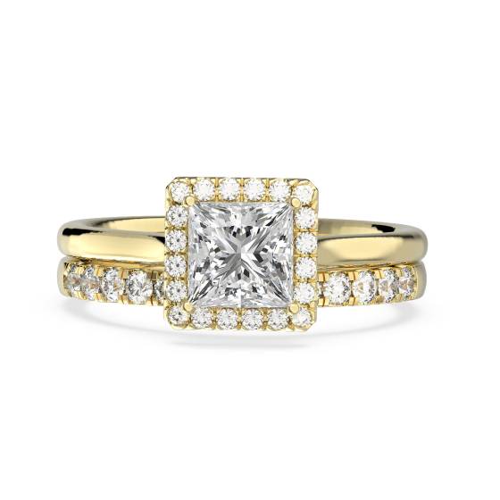 Princess  Diamond Halo Bridal Set