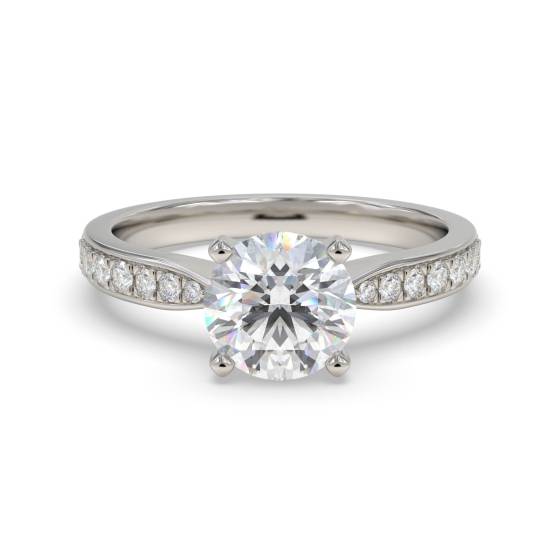 Round Shoulder Set Diamond Engagement Ring