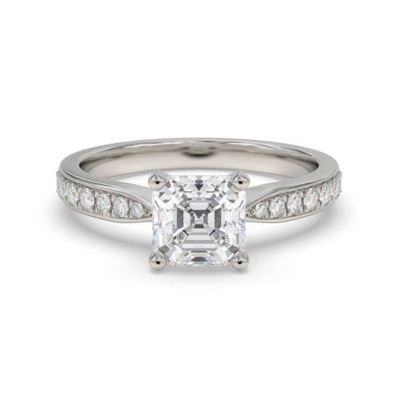Asscher Diamond Shoulder Set Ring