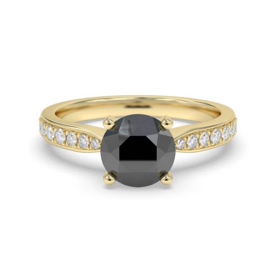 Round Black Diamond Shoulder Set Ring