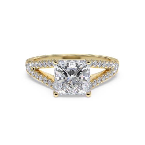 Princess Diamond Shoulder Set Ring