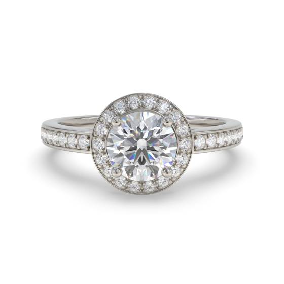 Round Diamond Single Halo Shoulder Set Ring