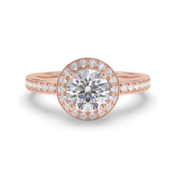 Round Diamond Single Halo Shoulder Set Ring