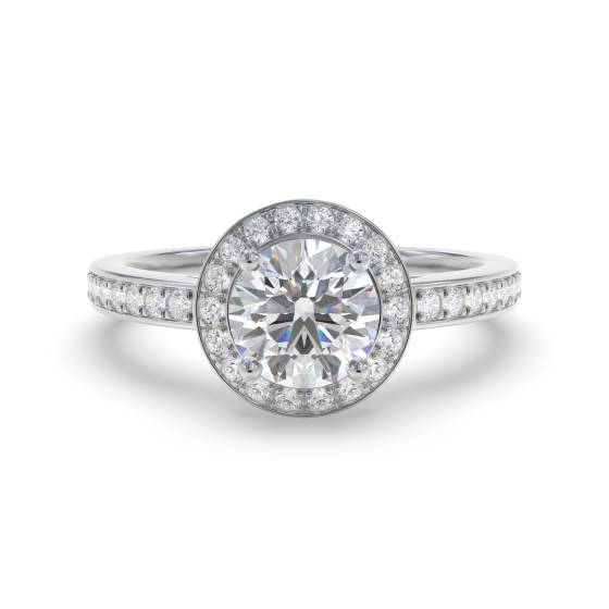 Round Diamond Single Halo Shoulder Set Ring