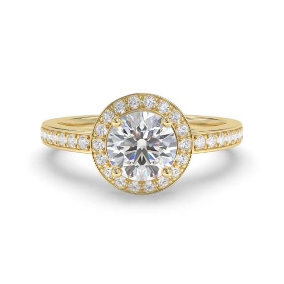 Round Diamond Single Halo Shoulder Set Ring