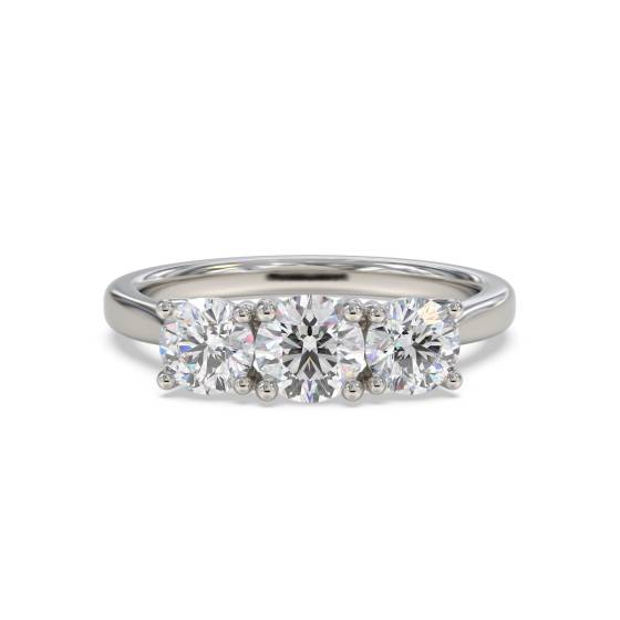 0.75ct SI2/G Natural Round Diamond Trilogy Ring in Platinum