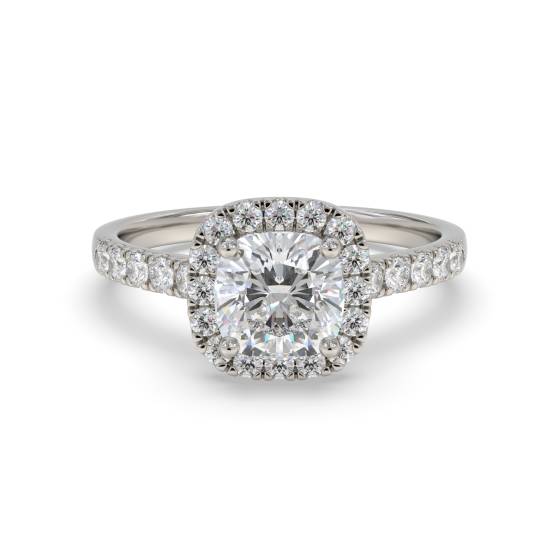 Single Halo Cushion Diamond Ring