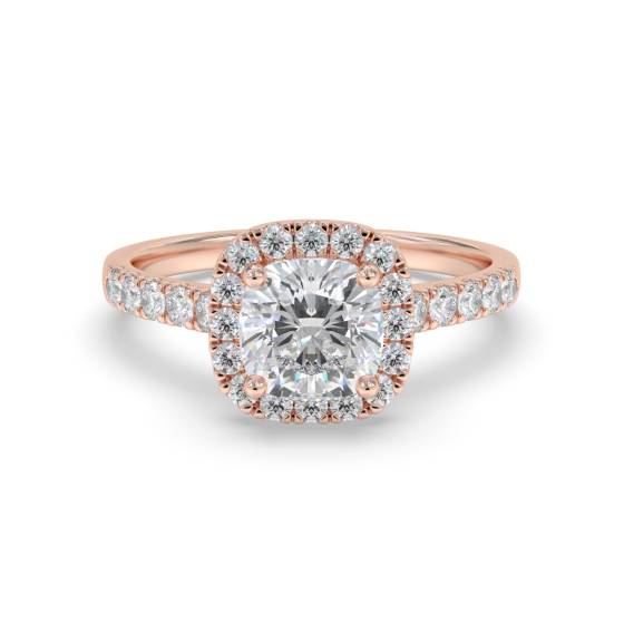 Single Halo Cushion Diamond Ring