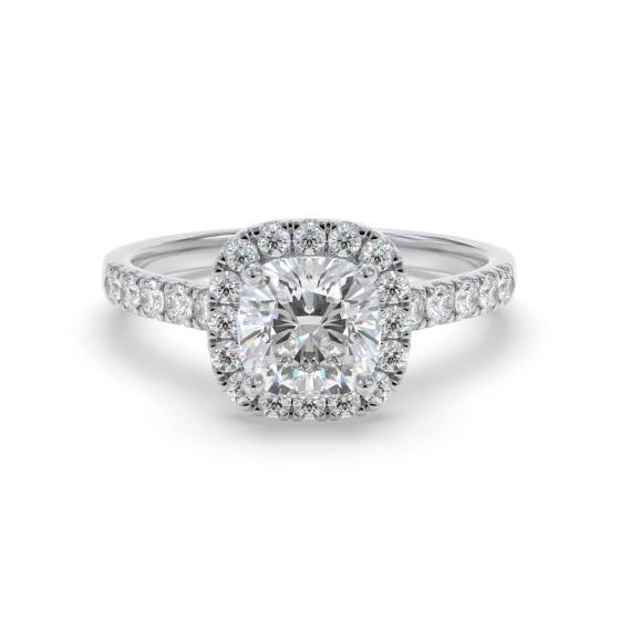 Single Halo Cushion Diamond Ring