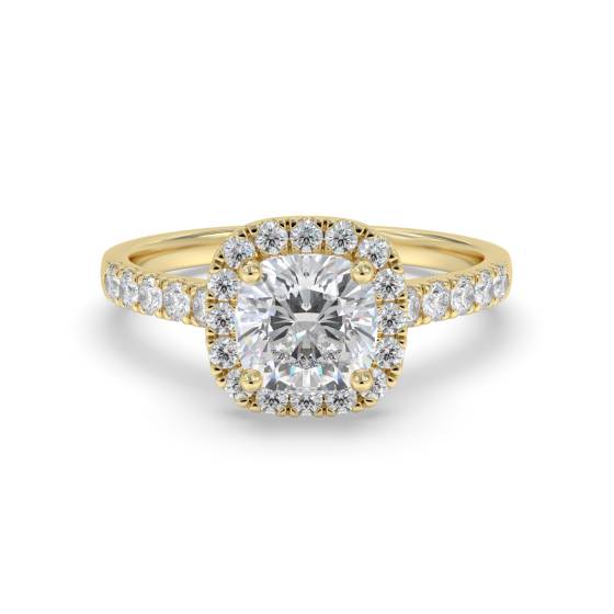 Single Halo Cushion Diamond Ring