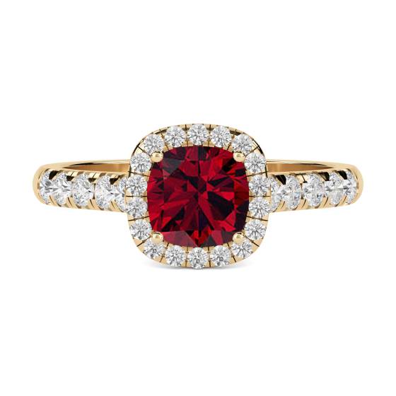 Ruby and Diamond Halo Ring