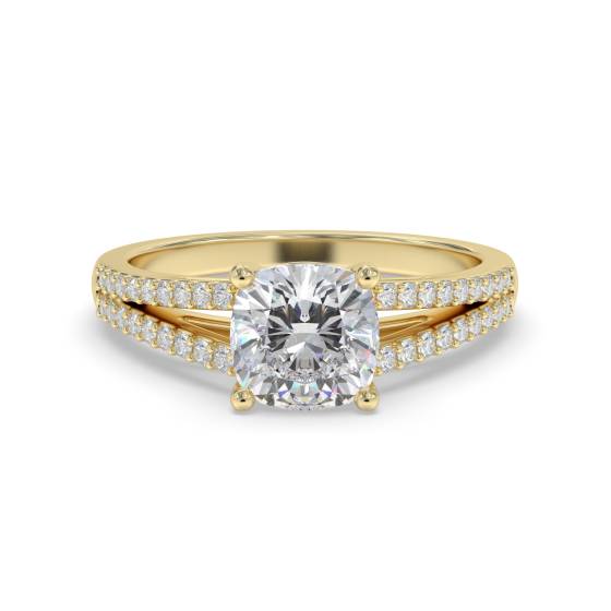 Cushion Diamond Shoulder Set Ring