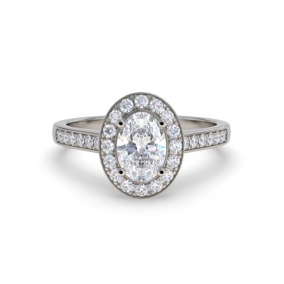 Oval Diamond Single Halo Shoulder Set Ring