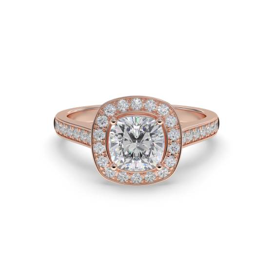Cushion Diamond Single Halo Shoulder Set Ring