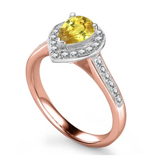 Fancy Yellow Pear Diamond Halo Ring