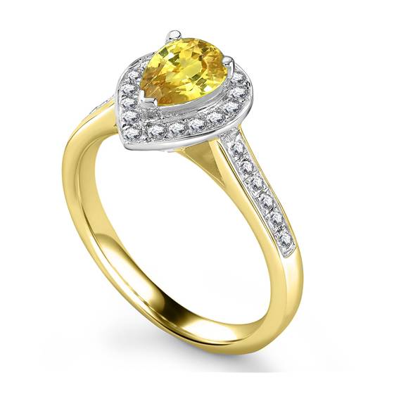 Fancy Yellow Pear Diamond Halo Ring
