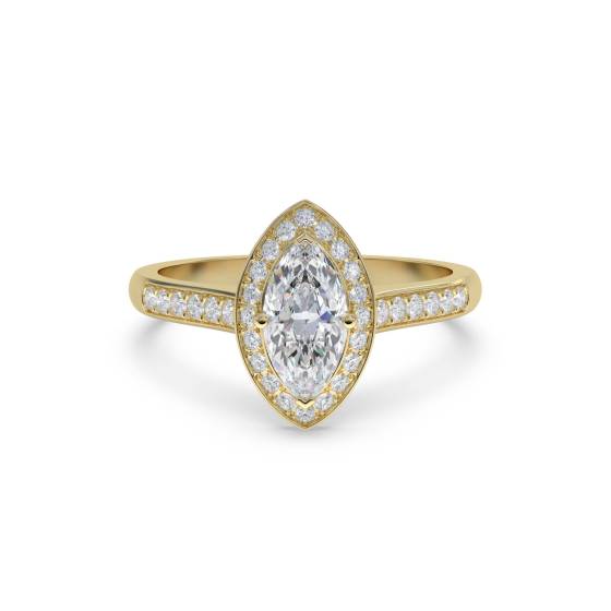 Marquise Diamond Bezel Set Single Halo Shoulder Set Ring