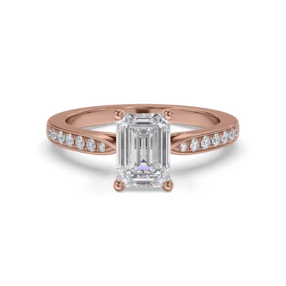 Emerald Diamond Shoulder Set Ring