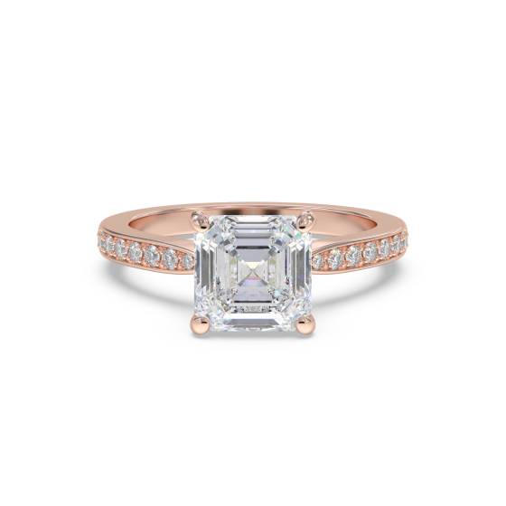 Asscher Diamond Shoulder Set Engagement Ring