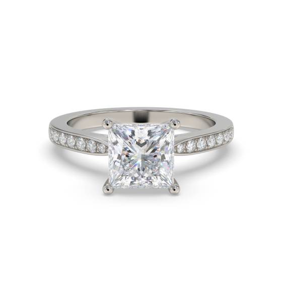 Princess Diamond Shoulder Set Engagement Ring