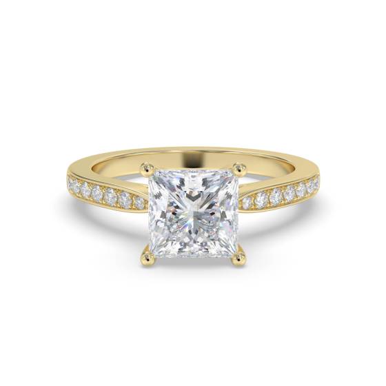 Princess Diamond Shoulder Set Engagement Ring