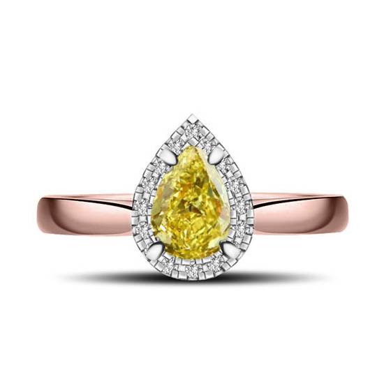 Fancy Yellow Pear Diamond Halo Ring