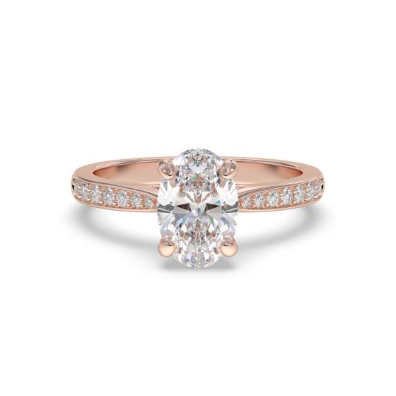 Elegant Oval Diamond Milgrain Shoulder Set Ring