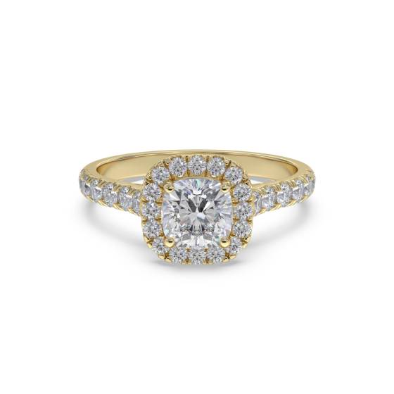 Cushion Diamond Single Halo Shoulder Set Ring
