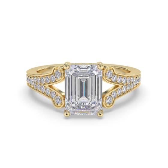 Split Shank Emerald Diamond Designer Ring