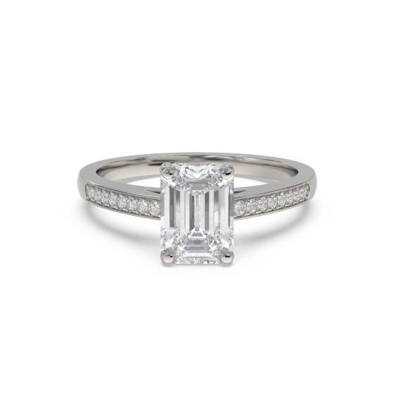 Emerald Diamond Shoulder Set Ring