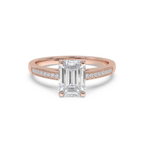 Emerald Diamond Shoulder Set Ring