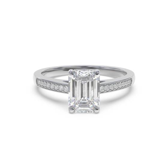 Emerald Diamond Shoulder Set Ring