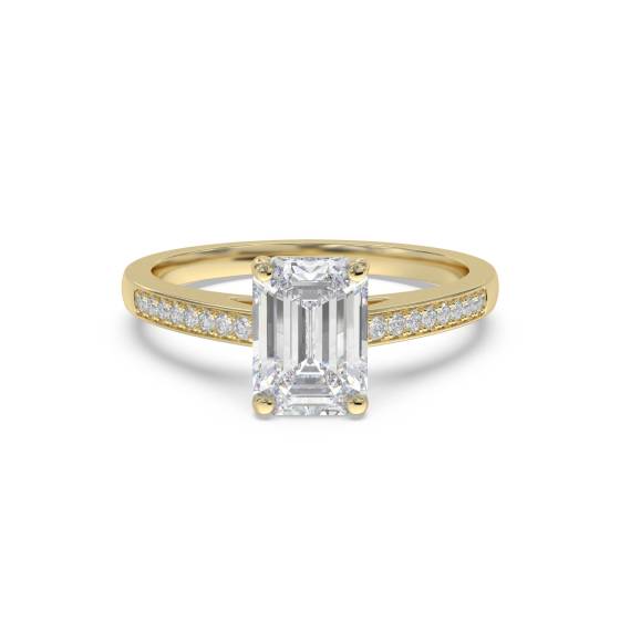 Emerald Diamond Shoulder Set Ring