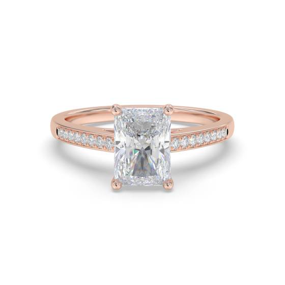 Radiant Diamond Shoulder Set Ring