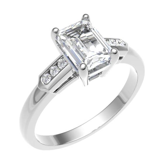 Emerald Diamond Shoulder Set Ring