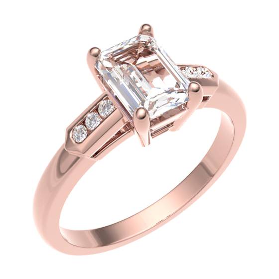 Emerald Diamond Shoulder Set Ring