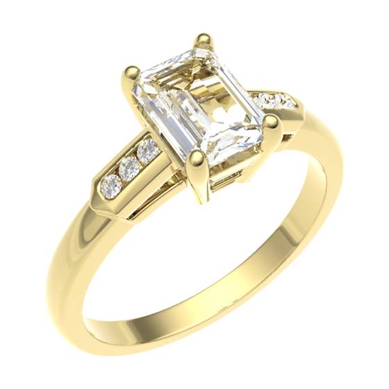 Emerald Diamond Shoulder Set Ring