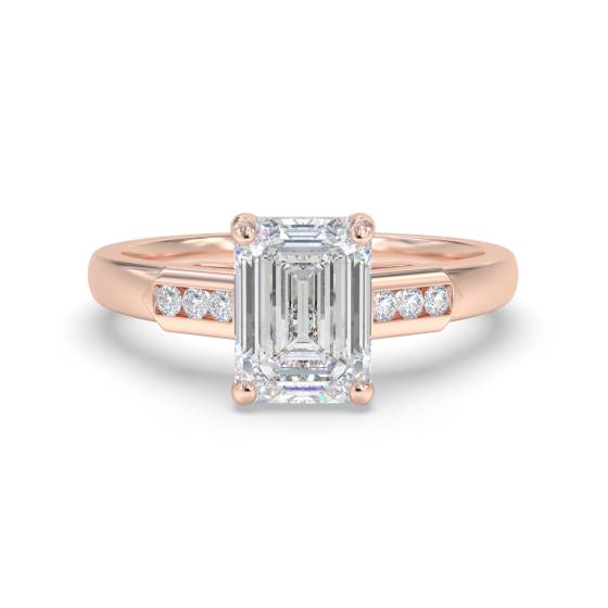 Emerald Diamond Shoulder Set Ring