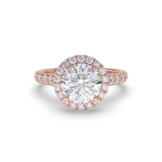 Round Diamond Single Halo Shoulder Set Ring