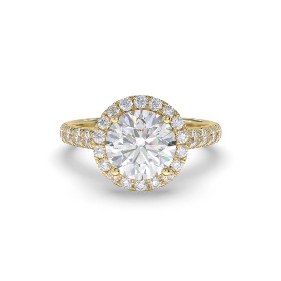Round Diamond Single Halo Shoulder Set Ring