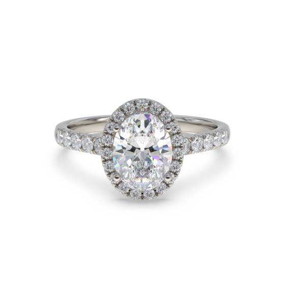 Oval Diamond Single Halo Shoulder Set Ring