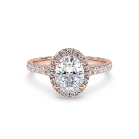 Oval Diamond Single Halo Shoulder Set Ring