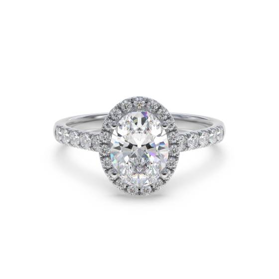 Oval Diamond Single Halo Shoulder Set Ring