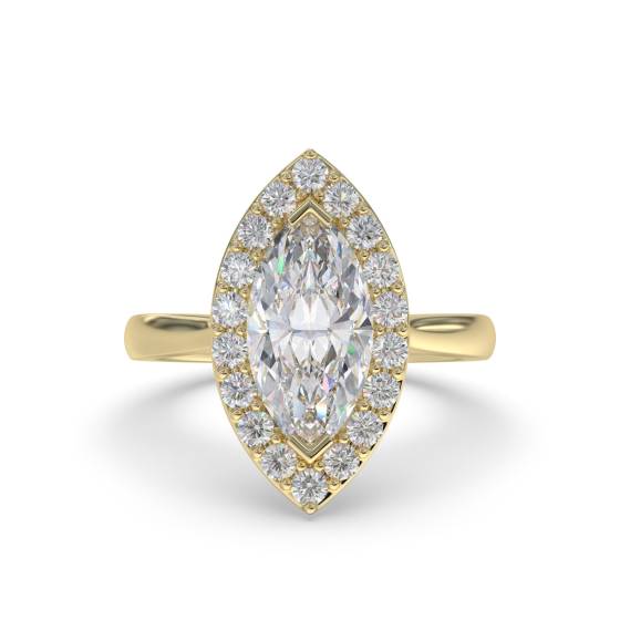 Marquise and Round Diamond Single Halo Ring