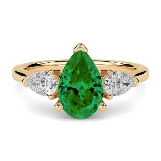 Elegant Emerald Diamond Trilogy Ring
