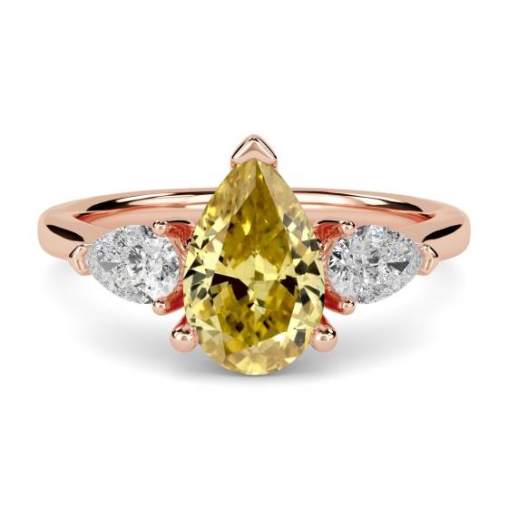 Yellow Pear Diamond Trilogy Ring