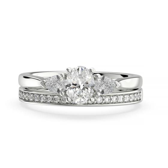 Oval Diamond Trilogy Bridal Set
