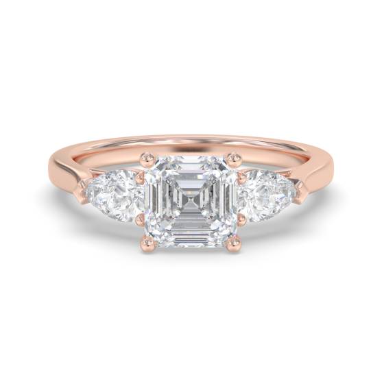 Elegant Asscher and Pear Diamond Trilogy Ring