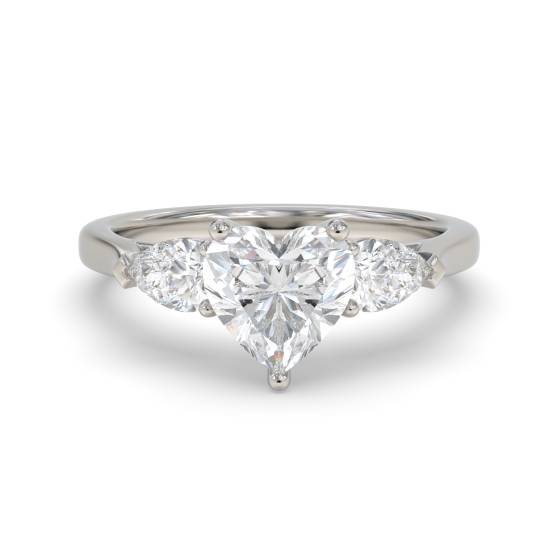 Elegant Heart and Pear Diamond Trilogy Ring