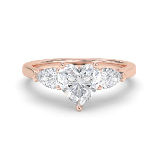 Elegant Heart and Pear Diamond Trilogy Ring